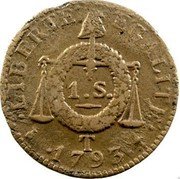 France Sol First Republic. Nantes LAN II//1793 T KM# 619.11 LIBERTE EGALITE 1 S. T 1793 coin reverse