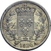 France 1/2 Franc Louis XVIII 1820 A KM# 708.1 1/2 F 1823 A coin reverse France 1/2 Franc Louis XVIII 1820 A KM# 708.1 1/2 F 1823 A coin reverse