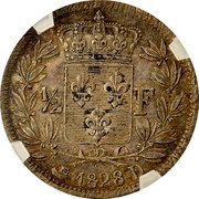 France 1/2 Franc Charles X 1828 D KM# 723.4 1/2 F 1828 D coin reverse