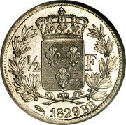 France 1/2 Franc Charles X 1829 BB KM# 723.3 1/2 F 1829 BB coin reverse