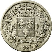 France 1/2 Franc Charles X 1829 MA KM# 723.10 1/2 F 1829 MA coin reverse France 1/2 Franc Charles X 1829 MA KM# 723.10 1/2 F 1829 MA coin reverse