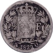 France 1/2 Franc Charles X 1829 Q KM# 723.11 1/2 F 1829 Q coin reverse
