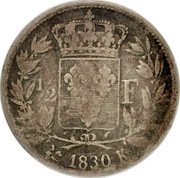 France 1/2 Franc Charles X 1830 K KM# 723.7 1/2 F 1830 K coin reverse