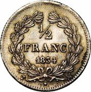 France 1/2 Franc Louis Philippe I 1834 MA KM# 741.10 1/2 FRANC 1834 MA coin reverse France 1/2 Franc Louis Philippe I 1834 MA KM# 741.10 1/2 FRANC 1834 MA coin reverse