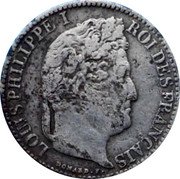 France 1/2 Franc Louis Philippe I 1845 W KM# 741.13 LOUIS PHILIPPE I ROI DES FRANÇAIS DOMARD. F. coin obverse
