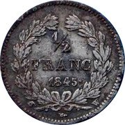 France 1/2 Franc Louis Philippe I 1845 W KM# 741.13 1/2 FRANC 1834 W coin reverse