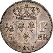 France 1/4 Franc Louis XVIII 1817 BB KM# 714.3 1/4 F BB 1817 coin reverse France 1/4 Franc Louis XVIII 1817 BB KM# 714.3 1/4 F BB 1817 coin reverse