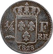 France 1/4 Franc Charles X 1828 BB KM# 722.3 1/4 F BB 1828 coin reverse