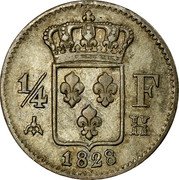 France 1/4 Franc Charles X 1828 H KM# 722.5 1/4 F H 1828 coin reverse France 1/4 Franc Charles X 1828 H KM# 722.5 1/4 F H 1828 coin reverse
