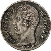 France 1/4 Franc Charles X 1829 B KM# 722.2 CHARLES X ROI DE FRANCE. MICHAUT coin obverse