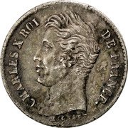 France 1/4 Franc Charles X 1829 D KM# 722.4 CHARLES X ROI DE FRANCE. MICHAUT coin obverse