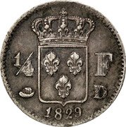 France 1/4 Franc Charles X 1829 D KM# 722.4 1/4 F D 1829 coin reverse