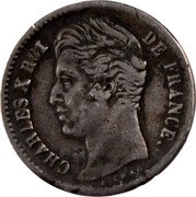 France 1/4 Franc Charles X 1829 I KM# 722.6 CHARLES X ROI DE FRANCE. MICHAUT coin obverse