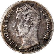 France 1/4 Franc Charles X 1830 K KM# 722.7 CHARLES X ROI DE FRANCE. MICHAUT coin obverse