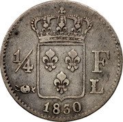 France 1/4 Franc Charles X 1830 L KM# 722.8 1/4 F L 1830 coin reverse