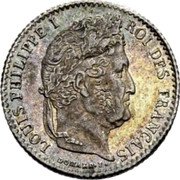 France 1/4 Franc Louis Philippe I 1831 D KM# 740.4 LOUIS PHILIPPE I ROI DES FRANÇAIS DOMARD.F. coin obverse