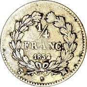 France 1/4 Franc Louis-Philippe I 1832 MA KM# 740.10 1/4 FRANC 1832 MA coin reverse