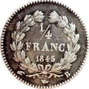 France 1/4 Franc Louis Philippe I 1845 B KM# 740.2 1/4 FRANC 1833 B coin reverse
