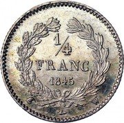 France 1/4 Franc Louis Philippe I 1845 W KM# 740.13 1/4 FRANC 1841 W coin reverse
