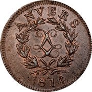 France 10 Centimes Louis XVIII Antwerp. Siege Coinage 1814 KM# 7.2 ANVERS 1814 coin obverse France 10 Centimes Louis XVIII Antwerp. Siege Coinage 1814 KM# 7.2 ANVERS 1814 coin obverse