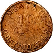 France 10 Centimes Antwerp. Siege Coinage 1814 KM# 7.1 MONNAIE 10 CENT OBSIDIONALE coin reverse