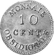 France 10 Centimes Antwerp. Siege Coinage 1814 KM# 6.2 MONNAIE 10 CENT OBSIDIONALE coin reverse