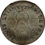 France 10 Centimes Louis XVIII. Colony of Cayenne 1818 A KM# A1 LOUIS XVIII ROI DE FRAN coin obverse