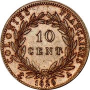 France 10 Centimes Charles X 1828 A KM# 11.1 COLONIES FRANÇAISES 10 CENT 1825 A coin reverse France 10 Centimes Charles X 1828 A KM# 11.1 COLONIES FRANÇAISES 10 CENT 1825 A coin reverse