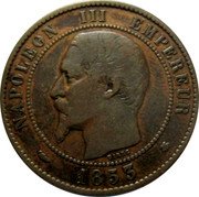 France 10 Centimes Napoleon III 1853 BB KM# 771.3 NAPOLEON III EMPEREUR BARRE 1855 coin obverse France 10 Centimes Napoleon III 1853 BB KM# 771.3 NAPOLEON III EMPEREUR BARRE 1855 coin obverse