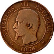 France 10 Centimes Napoleon III 1854 K KM# 771.5 NAPOLEON III EMPEREUR BARRE 1855 coin obverse France 10 Centimes Napoleon III 1854 K KM# 771.5 NAPOLEON III EMPEREUR BARRE 1855 coin obverse