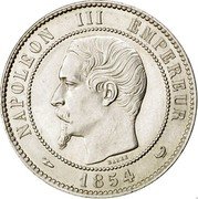 France 10 Centimes Napoleon III 1854 (w) KM# M25a NAPOLEON III EMPEREUR BARRE 1854 coin obverse France 10 Centimes Napoleon III 1854 (w) KM# M25a NAPOLEON III EMPEREUR BARRE 1854 coin obverse