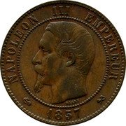 France 10 Centimes Napoleon III 1857 B KM# 771.2 NAPOLEON III EMPEREUR BARRE 1855 coin obverse France 10 Centimes Napoleon III 1857 B KM# 771.2 NAPOLEON III EMPEREUR BARRE 1855 coin obverse