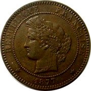 France 10 Centimes Ceres 1877 A KM# 815.1 REPUBLIQUE FRANÇAISE OUDINÉ 1896 coin obverse France 10 Centimes Ceres 1877 A KM# 815.1 REPUBLIQUE FRANÇAISE OUDINÉ 1896 coin obverse