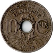 France 10 Centimes Phrygian Cap 1934 KM# 866a LIBERTÉ EGALITÉ FRATERNITÉ 10 CMES 1927 coin reverse France 10 Centimes Phrygian Cap 1934 KM# 866a LIBERTÉ EGALITÉ FRATERNITÉ 10 CMES 1927 coin reverse