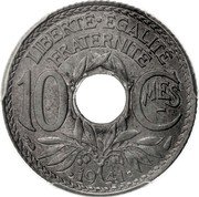 France 10 Centimes Phrygian Cap 1941 KM# 897 LIBERTÉ ÉGALITÉ FRATERNITÉ 10 C-MES 1941 coin reverse