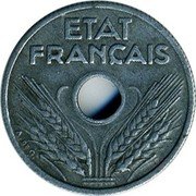 France 10 Centimes Grain Sprigs 1943 KM# 903 ETAT FRANÇAIS A. DE G. coin obverse France 10 Centimes Grain Sprigs 1943 KM# 903 ETAT FRANÇAIS A. DE G. coin obverse