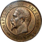 France 10 Centimes Napoleon III 1853 (w) KM# M24a NAPOLEON III EMPEREUR BARRE 1853 coin obverse France 10 Centimes Napoleon III 1853 (w) KM# M24a NAPOLEON III EMPEREUR BARRE 1853 coin obverse