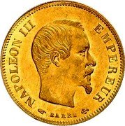 France 10 Francs Napoleon III 1855 A KM# 784.1 NAPOLEON III EMPEREUR BARRE coin obverse France 10 Francs Napoleon III 1855 A KM# 784.1 NAPOLEON III EMPEREUR BARRE coin obverse