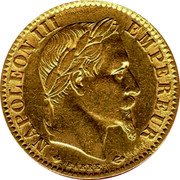 France 10 Francs Napoleon III 1864 BB KM# 800.2 NAPOLEON III EMPEREUR BARRE coin obverse France 10 Francs Napoleon III 1864 BB KM# 800.2 NAPOLEON III EMPEREUR BARRE coin obverse