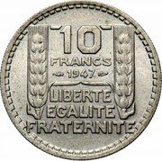 France 10 Francs Large Head 1947 KM# 908.1 10 FRANCS 1946 LIBERTE EGALITE FRATERNITE coin reverse France 10 Francs Large Head 1947 KM# 908.1 10 FRANCS 1946 LIBERTE EGALITE FRATERNITE coin reverse