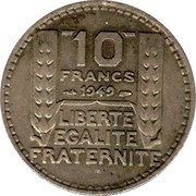 France 10 Francs Marianne 1949 KM# 909.1 10 FRANCS 1949 LIBERTE EGALITE FRATERNITE coin reverse France 10 Francs Marianne 1949 KM# 909.1 10 FRANCS 1949 LIBERTE EGALITE FRATERNITE coin reverse