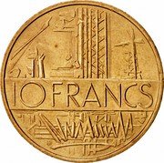 France 10 Francs Industry 1976 KM# 940 10 FRANCS coin reverse France 10 Francs Industry 1976 KM# 940 10 FRANCS coin reverse