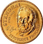 France 10 Francs 200th Anniversary of the Birth of Stendhal 1983 KM# 953 STENDHAL 1783-1842 RÉPUBLIQUE FRANÇAISE H. BEYLE coin obverse France 10 Francs 200th Anniversary of the Birth of Stendhal 1983 KM# 953 STENDHAL 1783-1842 RÉPUBLIQUE FRANÇAISE H. BEYLE coin obverse