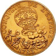 France 10 Francs 200th Anniversary of the Montgolfier Balloon 1983 KM# 952 CONQVÊTE DE L'ESPACE D.PONCE 1783 coin reverse France 10 Francs 200th Anniversary of the Montgolfier Balloon 1983 KM# 952 CONQVÊTE DE L'ESPACE D.PONCE 1783 coin reverse
