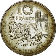 France 10 Francs Victor Hugo 1985 KM# 956a 10 FRANCS VICTOR HUGO RÉPUBLIQUE 1985 FRANÇAISE coin obverse France 10 Francs Victor Hugo 1985 KM# 956a 10 FRANCS VICTOR HUGO RÉPUBLIQUE 1985 FRANÇAISE coin obverse