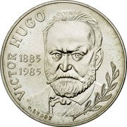 France 10 Francs Victor Hugo 1985 KM# 956a VICTOR HUGO 1885-1985 C.LESOT coin reverse France 10 Francs Victor Hugo 1985 KM# 956a VICTOR HUGO 1885-1985 C.LESOT coin reverse