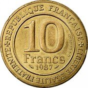 France 10 Francs Millennium of King Capet and France 1987 KM# 961d REPUBLIQUE FRANÇAISE LIBERTE EGALITE FRATERNITE 10 FRANCS 1987 G.BALDRATI coin obverse France 10 Francs Millennium of King Capet and France 1987 KM# 961d REPUBLIQUE FRANÇAISE LIBERTE EGALITE FRATERNITE 10 FRANCS 1987 G.BALDRATI coin obverse