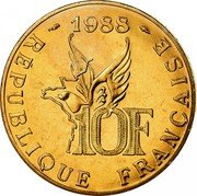 France 10 Francs 100th Anniversary of Birth of Roland Garros 1988 KM# 965 1988 10F RÉPUBLIQUE FRANÇAISE coin obverse France 10 Francs 100th Anniversary of Birth of Roland Garros 1988 KM# 965 1988 10F RÉPUBLIQUE FRANÇAISE coin obverse
