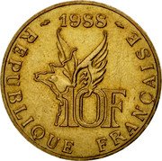 France 10 Francs 100th Anniversary of Birth of Roland Garros 1988 Proof KM# 965c 1988 10F RÉPUBLIQUE FRANÇAISE coin obverse France 10 Francs 100th Anniversary of Birth of Roland Garros 1988 Proof KM# 965c 1988 10F RÉPUBLIQUE FRANÇAISE coin obverse