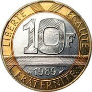 France 10 Francs Spirit of Bastille 1989 KM# 964.1 LIBERTÉ EGALITÉ 10F 1990 FRATERNITÉ coin reverse France 10 Francs Spirit of Bastille 1989 KM# 964.1 LIBERTÉ EGALITÉ 10F 1990 FRATERNITÉ coin reverse